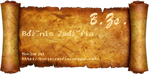 Bónis Zsófia névjegykártya